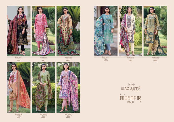 Musafir Vol 6 By Riaz Arts Digital Printed Karachi Cotton Dress Material Wholesale Suppliers In India
